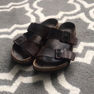 Brown leather Birkenstock sandals